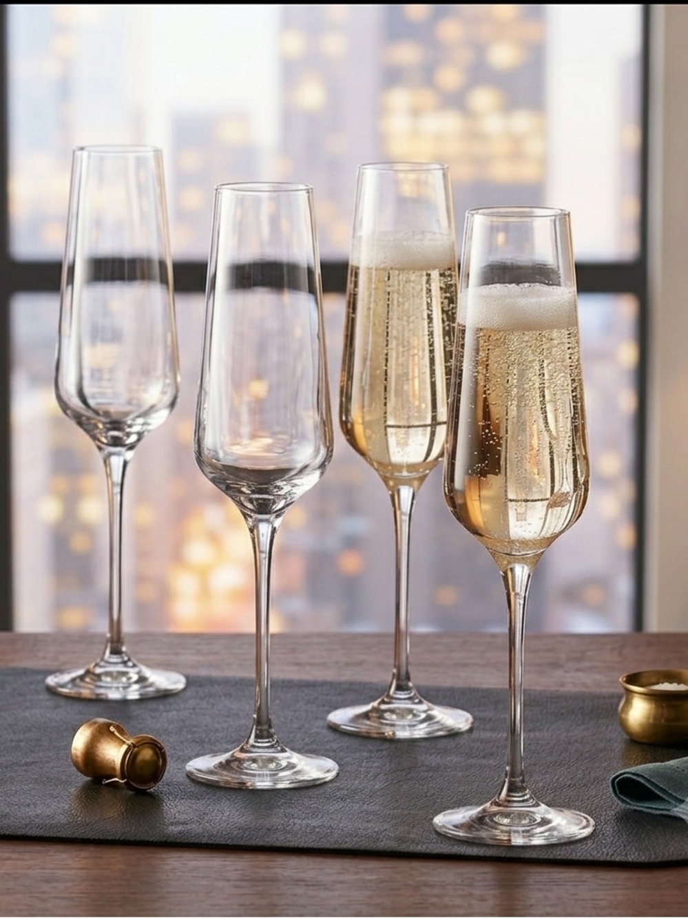 Set of 4 VTG Tapered Glass Champagne Flute Glasses Perfect for that next dinner